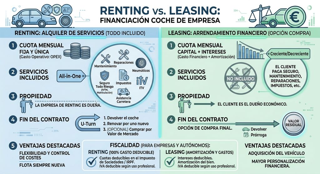Renting vs leasing para financiar un vehículo para tu negocio